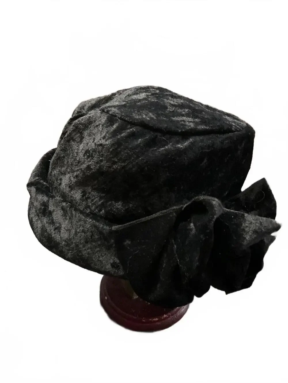 Vintage Elegant Black Velvet Women's Hat with Bow Accent